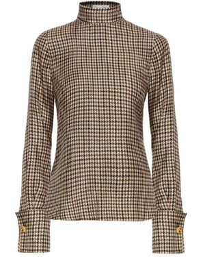 Oscar de la Renta Bluse Mit Hahnentrittmuster - Braun