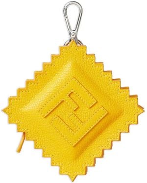 Fendi Raviolo Leather Keyring - イエロー