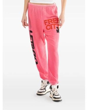 Freecity Letters-Print Joggers - Pink