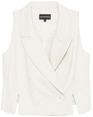 Emporio Armani Sleeveless Double-Breasted Jacket - White
