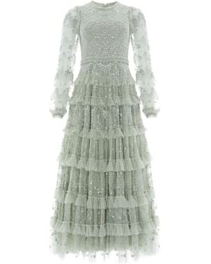 Needle & Thread Blossom Lace Ruffled Maxi Dress - Green