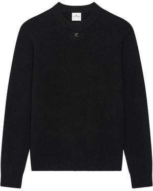 Courreges Logo-Embroidered Crew-Neck Sweater - Black