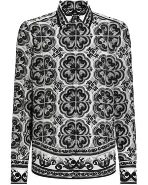 Dolce & Gabbana Silk Shirt With "Majolica" Print - Grey