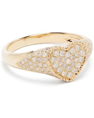 Yvonne Léon 9Kt Baby Chevalier Coeur Diamond Signet Ring - Natural
