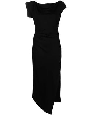 Del Core Robe Mi-Longue Asymétrique À Fronces - Noir