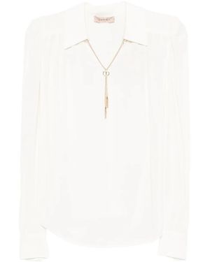 Twinset Chain-Embellished Polo Blouse - White