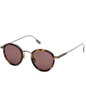 ZEGNA Havana Round Sunglasses - Brown