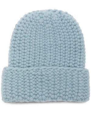 Liska Arala Chunky-Knit Cashmere Beanie Hat - Blue
