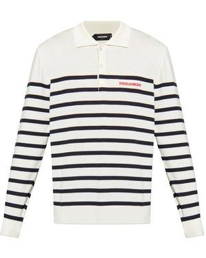 DSquared² Wool Polo Shirt With Logo - White