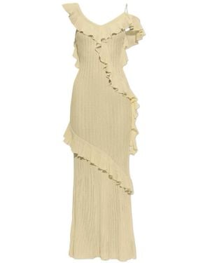 Self-Portrait Ruffled Pointelle-Knit Maxi Dress - Metallic