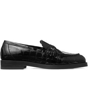 Jimmy Choo Ivy Croc-Embossed Leather Loafers - Black