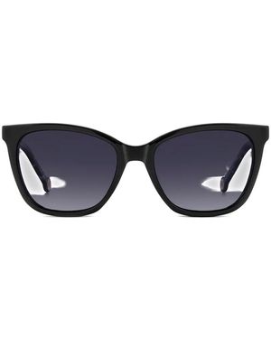 Carolina Herrera Tortoiseshell-Effect Logo-Plaque Clip-On Glasses - Blue