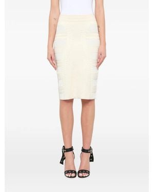 McQueen Textured Knit Pencil Skirt - White