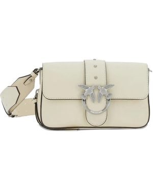 Pinko Love Birds-Buckle Shoulder Bag - White
