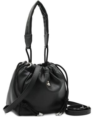 Vivienne Westwood Logo-Plaque Bucket Bag - Black