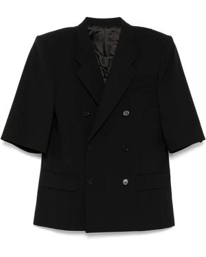 ALAINPAUL 3/4-Sleeved Double-Breasted Blazer - Black