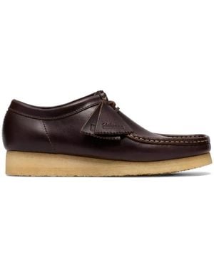 Clarks Bottes Wallabee En Cuir À Lacets - Brown