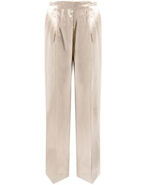 Alberta Ferretti Pinces Slant Trousers - Natural