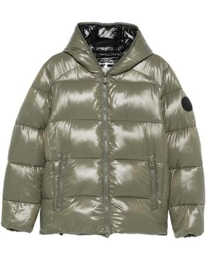 Save The Duck Logo-Appliqué Coat - Green
