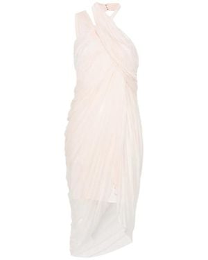 Balmain Draped Asymmetric-Hem Mini Dress - White