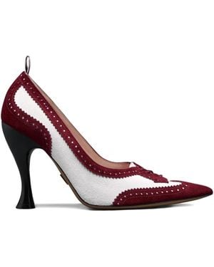 Thom Browne 105Mm Calf-Suede Low-Throat Wingtip Pumps - Pink