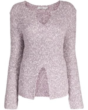B+ AB Front-Slit Mélange Jumper - Purple
