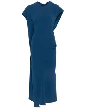 Victoria Beckham Draped-Detail Midi Dress - Blue