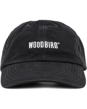 Woodbird Logo-Embroidered Cotton Cap - Black