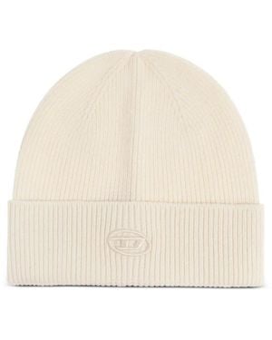 DIESEL Logo-Detail Beanie Hat - Natural