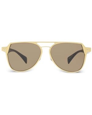 discord Yohji Yamamoto Double-Bridge Pilot-Frame Sunglasses - Natural