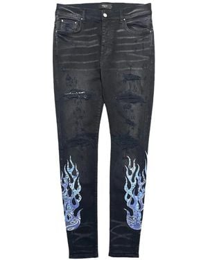 Amiri Flame-Patch Jeans - Grey