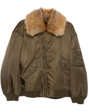 Saint Laurent Fur-Collar Puffer Jacket - Brown
