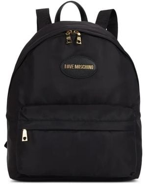 Love Moschino Logo-Plaque Backpack - Black