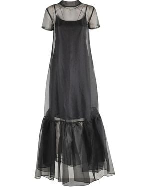 STAUD Calluna Ruffled Tie-Neck Maxi Dress - Black