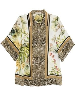 Elie Saab プリント シフォンシャツ - メタリック