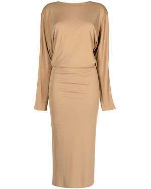 KHAITE The Trina Open-Back Midi Dress - Natural