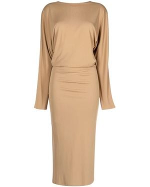 KHAITE The Trina Open-Back Midi Dress - Natural