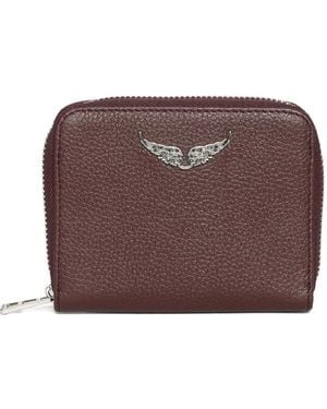 Zadig & Voltaire Mini Portemonnaie aus strukturiertem Leder - Lila