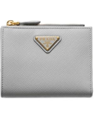 Prada Small Logo-Plaque Wallet - Grey