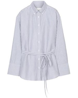 Closed Striped Belted Shirt - White