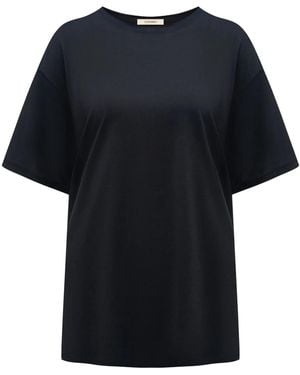 12 STOREEZ Round-Neck Silk T-Shirt - Black