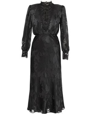 Nissa Lace-Trim Midi Dress - Black