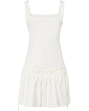 Pinko Square-Neck Gathered Dress - White