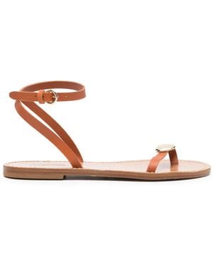Semicouture Metal-Embellished Ankle-Strap Sandals - White