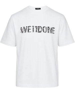 we11done T-Shirt En Dentelle À Logo Imprimé - White