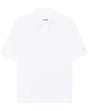 Jil Sander Checked Polo Top - White