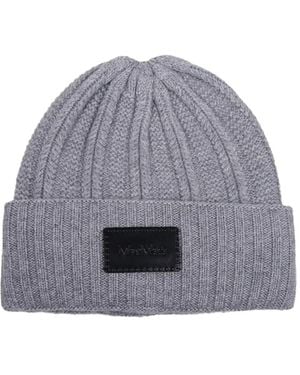 Max Mara Ribbed Logo-patch Beanie Hat - グレー