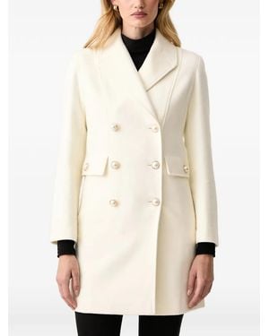 Silvian Heach Double-Breasted Faux-Pearl Coat - Natural