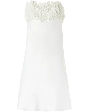 Genny Floral-Appliqué Mini Dress - White