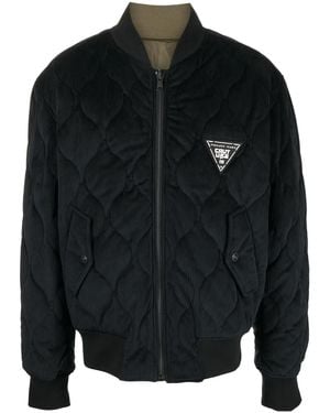 Versace Jeans Couture Logo-Patch Quilted Bomber Jacket - Black